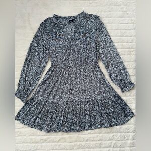 GAP Floral Black, Gray, Blue and White Dress | Size L